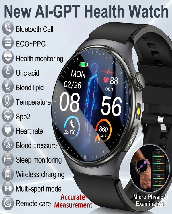 Smartwatch Vital Pro Max – ECG, Presión y Composición Corporal